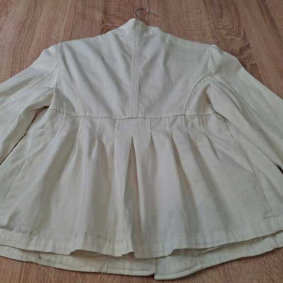 Vintage Soft White Babydoll Peplum Utility Jacket Sz L Cotton Cozy Casual - Picture 5 of 8